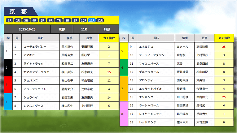カチケンの京都11Rの無料予想