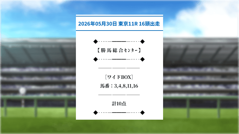 東京11Rの勝馬総合センターの無料予想