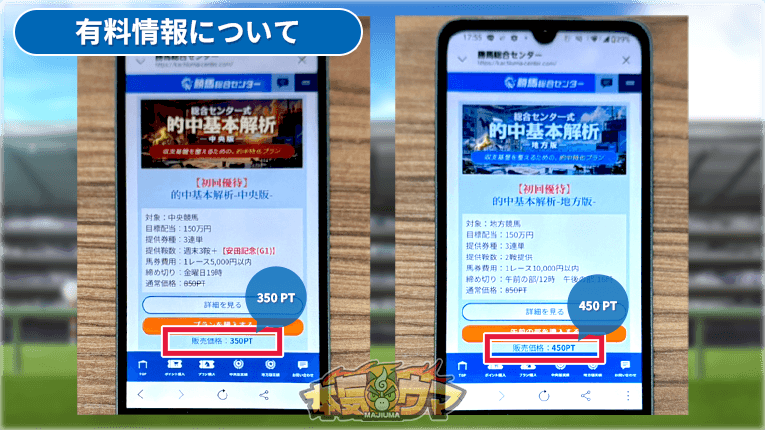 勝馬総合センターの2種類の有料情報