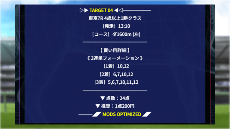 東京7Rの砂の領域の買い目