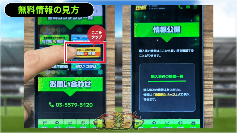 万馬券必中宣言ONEの無料情報の見方