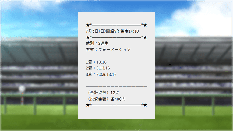 小回り急流ストライクの買い目