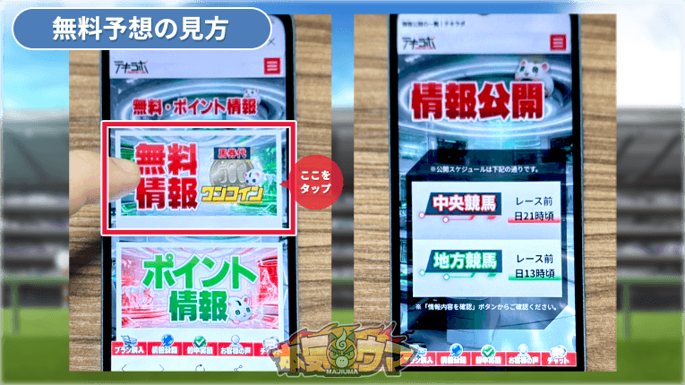 テキラボの会員専用ページの無料情報ボタン