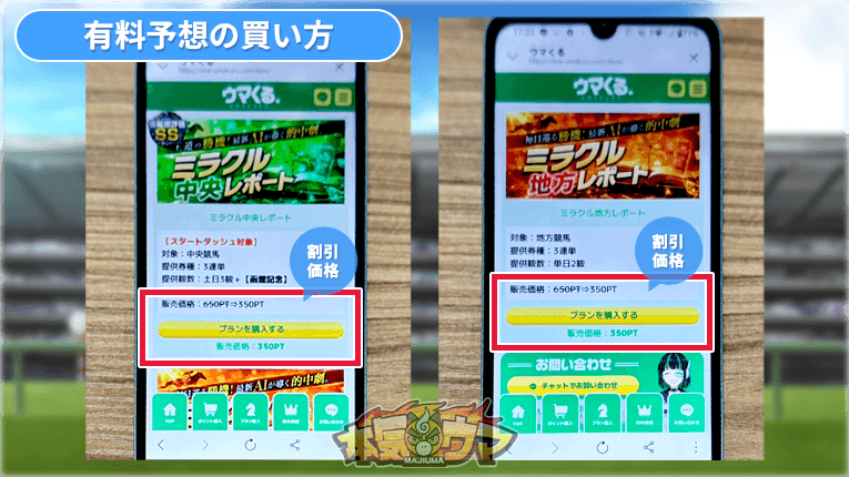 有料予想の購入ボタン